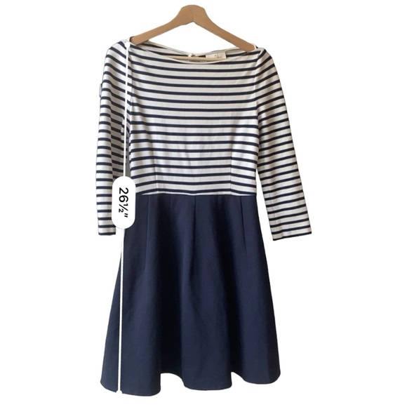 KATE SPADE Selma Striped Fit & Flare Ponte Dress Size 4 Navy  Pockets Easter - Picture 9 of 13